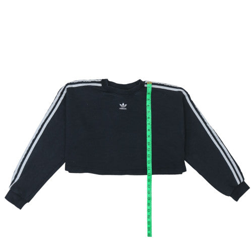 Adidas Women's Black Cropped Sweatshirt Size 4 Crew Neck Logo Style