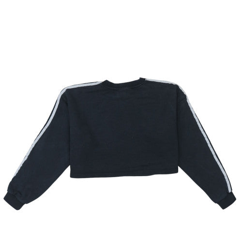 Adidas Women's Black Cropped Sweatshirt Size 4 Crew Neck Logo Style
