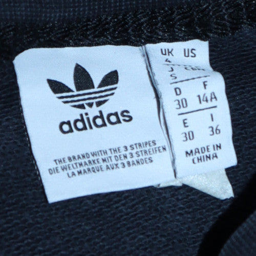 Adidas Women's Black Cropped Sweatshirt Size 4 Crew Neck Logo Style