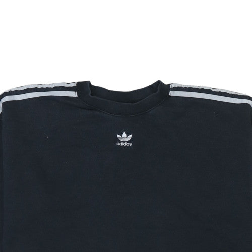 Adidas Women's Black Cropped Sweatshirt Size 4 Crew Neck Logo Style