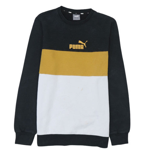 Puma Mens Black Small Colour Block Pullover Sweatshirt