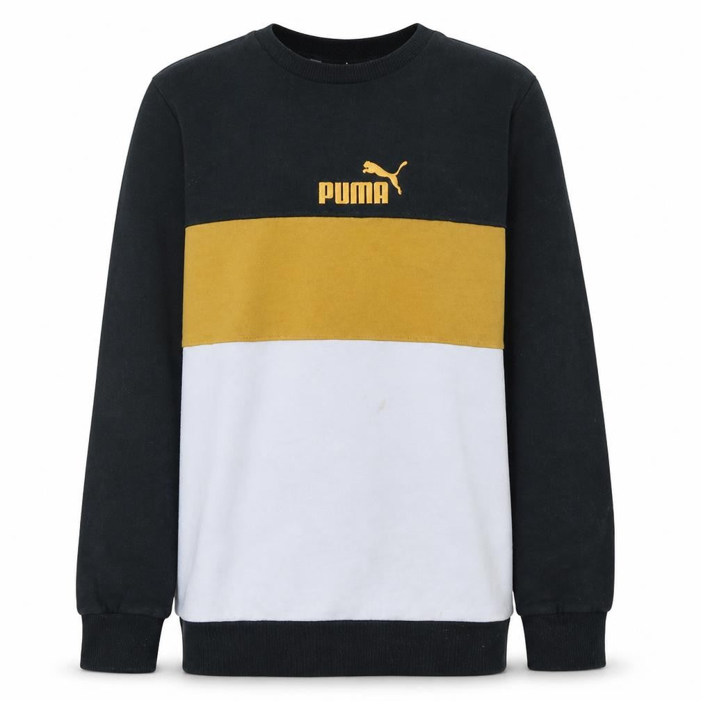 Puma Mens Black Small Colour Block Pullover Sweatshirt