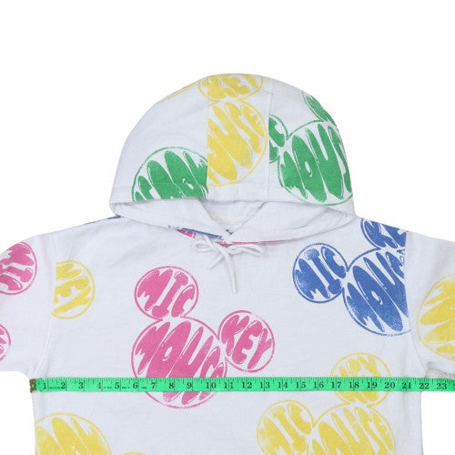 Disney Women's White Multicoloured Mickey Mouse Pullover Hoodie S