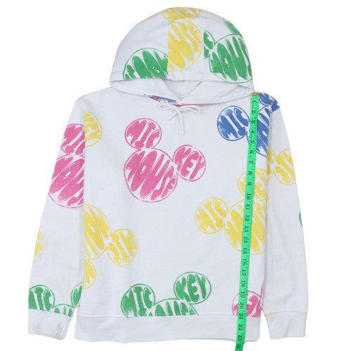 Disney Women's White Multicoloured Mickey Mouse Pullover Hoodie S