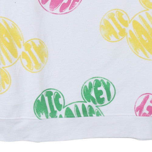 Disney Women's White Multicoloured Mickey Mouse Pullover Hoodie S