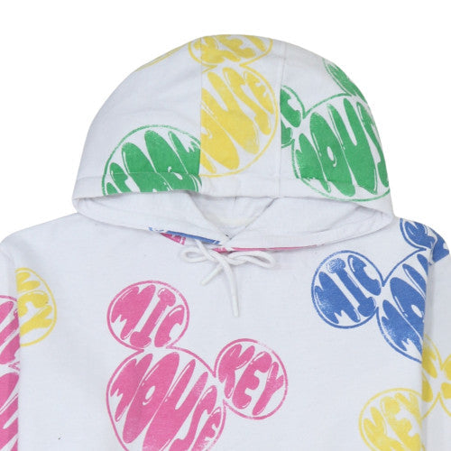 Disney Women's White Multicoloured Mickey Mouse Pullover Hoodie S