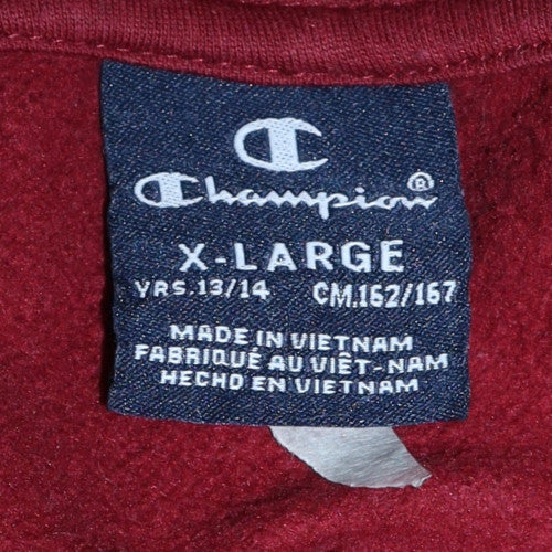 Champion Boys Burgundy Pullover Hoodie X-Large 13-14 Years Fleece Sweatshirt
