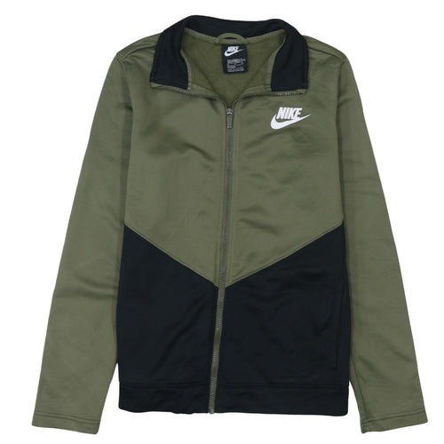 Nike Boys Green Track Jacket XL 158-170cm Zip Up Colourblock Sportswear