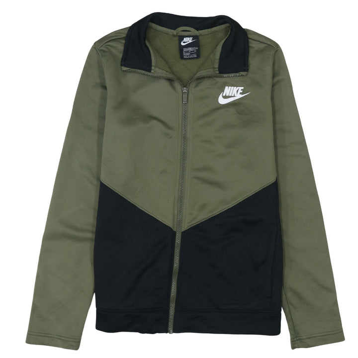 Nike Boys Green Track Jacket XL 158-170cm Zip Up Colourblock Sportswear