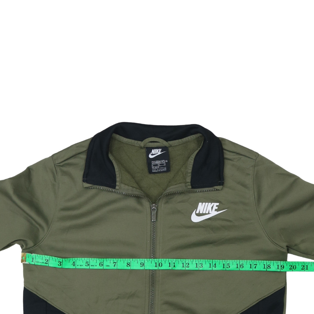 Nike Boys Green Track Jacket XL 158-170cm Zip Up Colourblock Sportswear