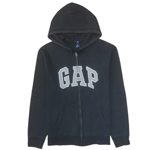 GAP Mens Black Full Zip Hoodie L Fleece Logo Sweatshirt