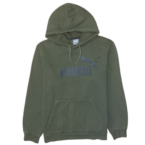Puma Men’s Green Pullover Hoodie M Fleece Logo Sweatshirt