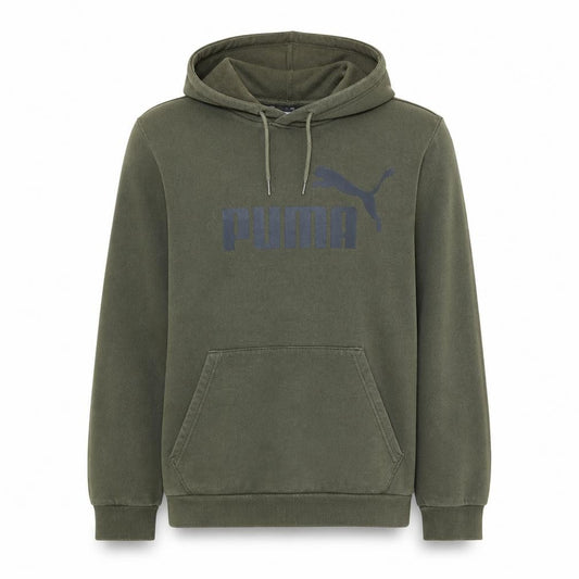 Front view of Puma Men’s Green Pullover Hoodie M Fleece Logo Sweatshirt