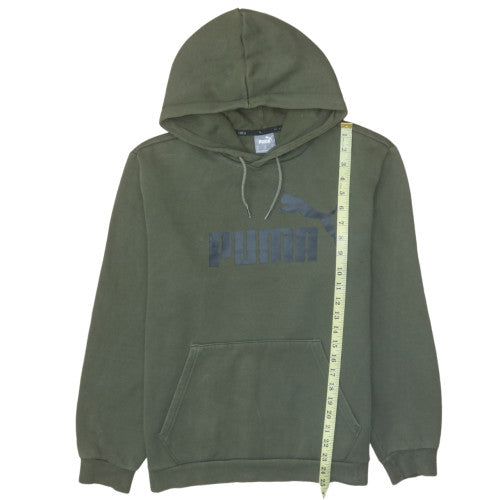 Puma Men’s Green Pullover Hoodie M Fleece Logo Sweatshirt