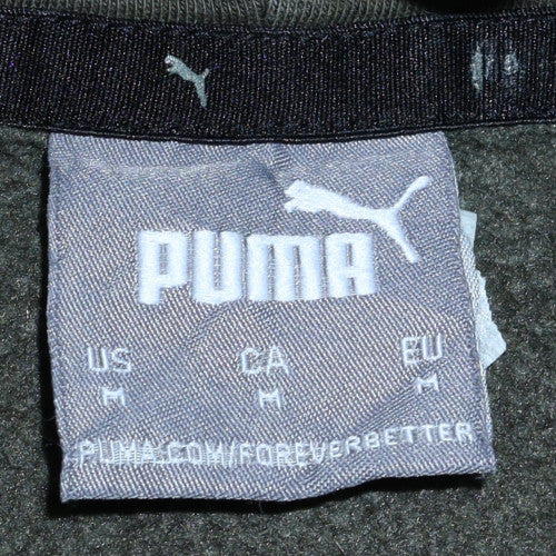 Puma Men’s Green Pullover Hoodie M Fleece Logo Sweatshirt