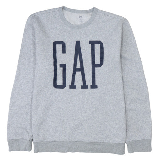 GAP Men's Grey Logo Crew Neck Sweatshirt L Classic Fit