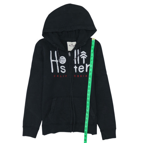 Hollister Men's Black Full Zip Hoodie S Logo Fleece Sweatshirt