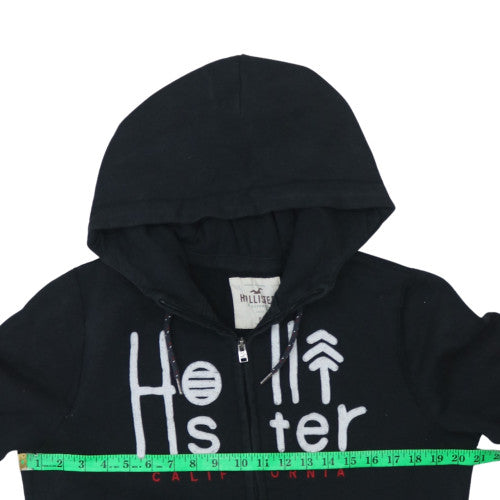 Hollister Men's Black Full Zip Hoodie S Logo Fleece Sweatshirt