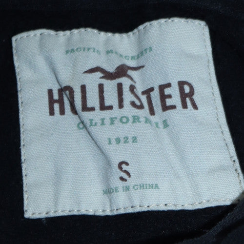 Hollister Men's Black Full Zip Hoodie S Logo Fleece Sweatshirt