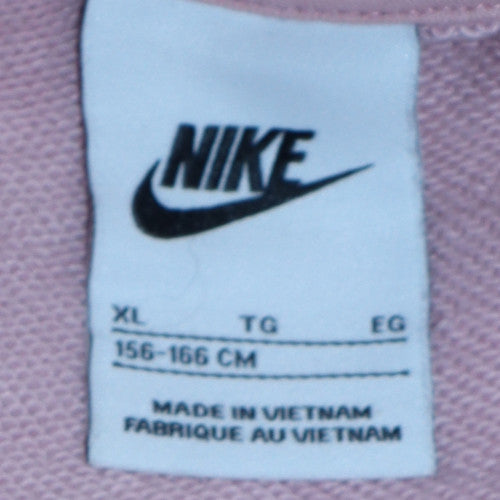 Nike Girls Pink Crew Neck Sweatshirt XL Graphic Print Pullover