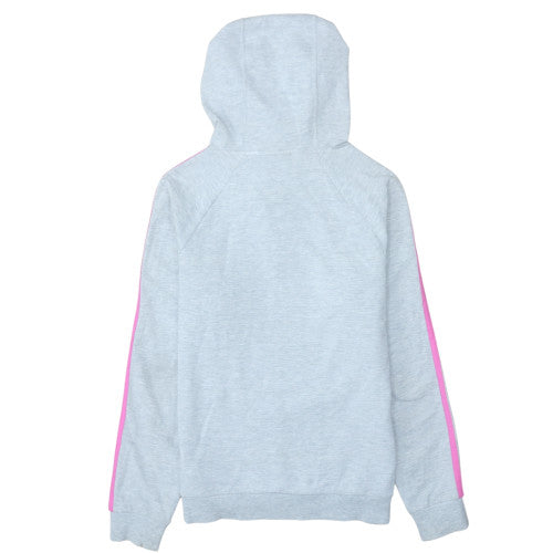 Adidas Womens Grey Hoodie Size 12 Pullover with Pink Stripes