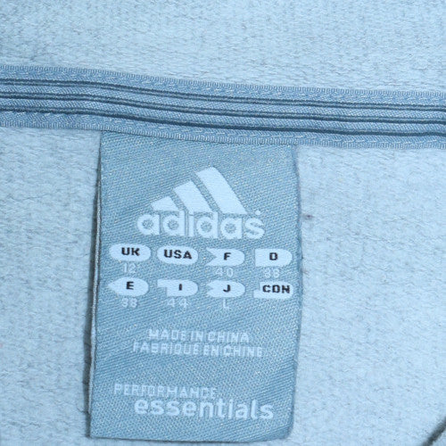Adidas Womens Grey Hoodie Size 12 Pullover with Pink Stripes