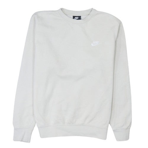 Nike Women White Crew Neck Pullover Sweatshirt Size S Cotton Blend