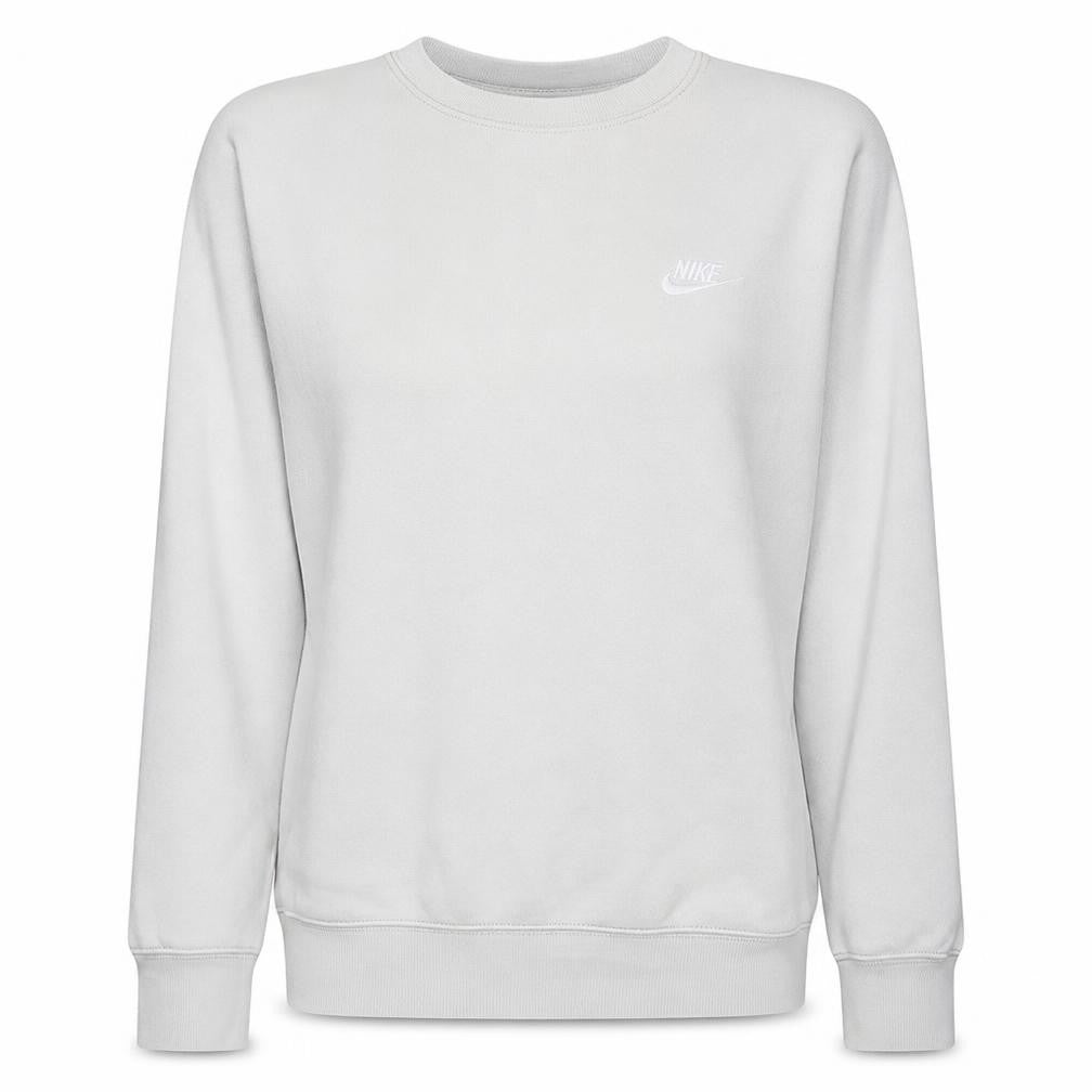 Front view of Nike Women White Crew Neck Pullover Sweatshirt, size S, Cotton Blend