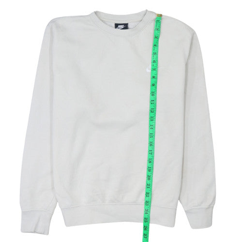Nike Women White Crew Neck Pullover Sweatshirt Size S Cotton Blend