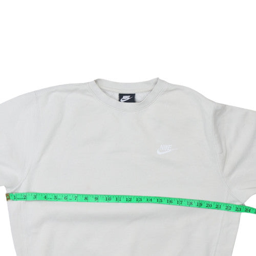Nike Women White Crew Neck Pullover Sweatshirt Size S Cotton Blend