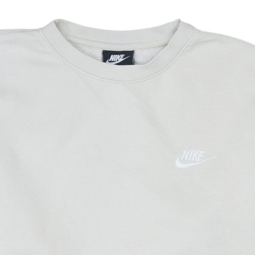 Nike Women White Crew Neck Pullover Sweatshirt Size S Cotton Blend
