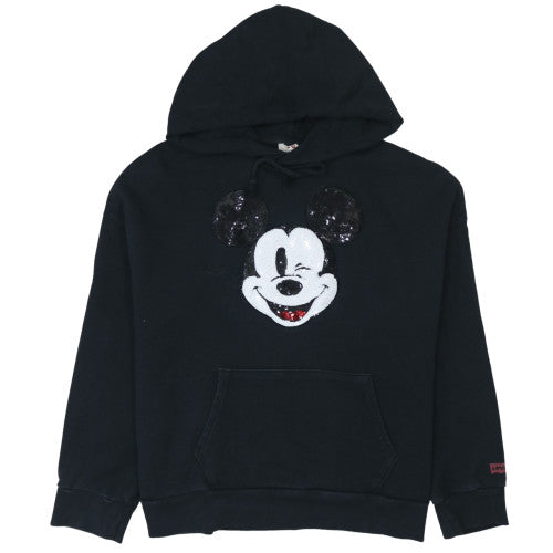 Levi's Women Black XS Pullover Hoodie Mickey Mouse Sequin Design