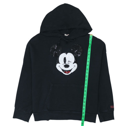 Levi's Women Black XS Pullover Hoodie Mickey Mouse Sequin Design