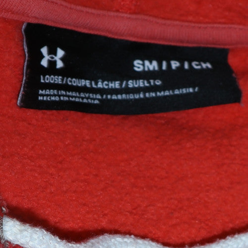 Under Armour Men Red Pullover Hoodie S Fleece Sportswear