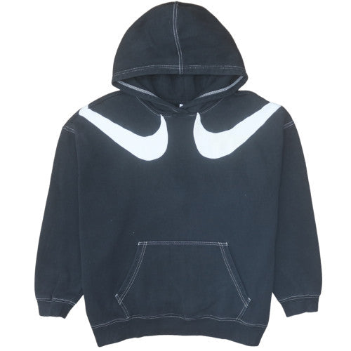 Nike Womens Black Pullover Hoodie L Graphic Logo Cotton Blend