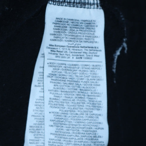 Nike Womens Black Pullover Hoodie L Graphic Logo Cotton Blend