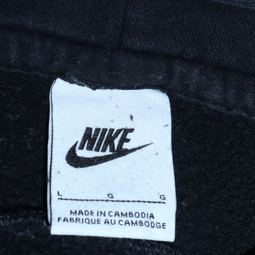 Nike Womens Black Pullover Hoodie L Graphic Logo Cotton Blend