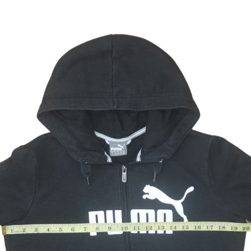 Puma Women's Black Full Zip Hoodie Size 14 L Logo Cotton Blend