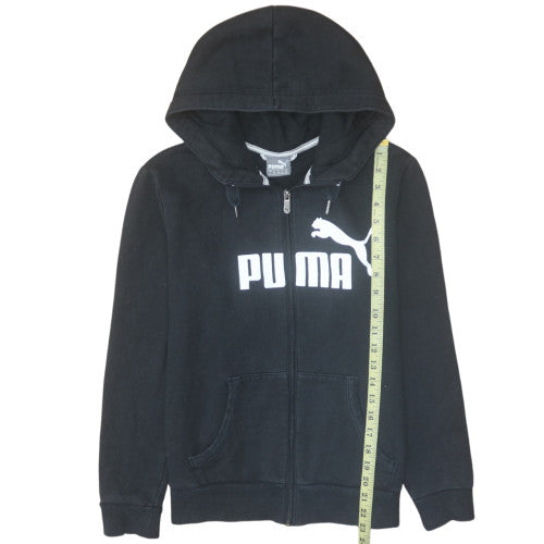 Puma Women's Black Full Zip Hoodie Size 14 L Logo Cotton Blend
