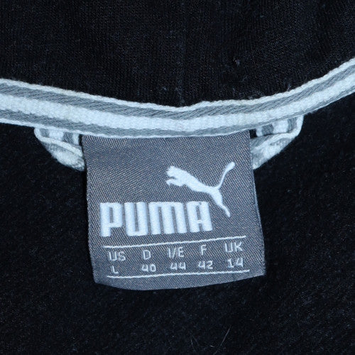 Puma Women's Black Full Zip Hoodie Size 14 L Logo Cotton Blend