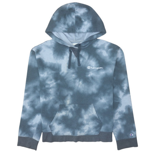 Champion Womens Blue Tie Dye Pullover Hoodie Size L Cotton Blend