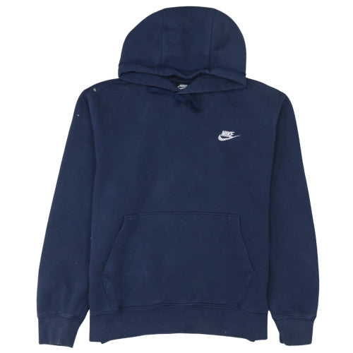Nike Men's Blue Pullover Hoodie Medium Fleece Logo Sweatshirt