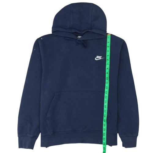 Nike Men's Blue Pullover Hoodie Medium Fleece Logo Sweatshirt