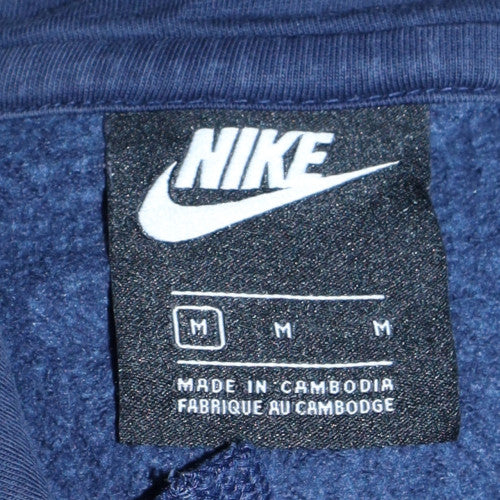 Nike Men's Blue Pullover Hoodie Medium Fleece Logo Sweatshirt
