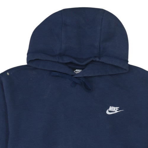 Nike Men's Blue Pullover Hoodie Medium Fleece Logo Sweatshirt