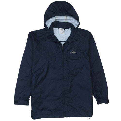 Adidas Womens Blue Hooded Windbreaker Jacket Size 14