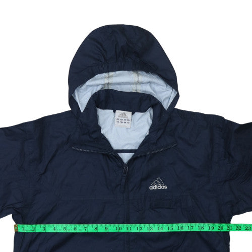 Adidas Womens Blue Hooded Windbreaker Jacket Size 14