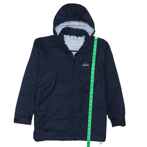 Adidas Womens Blue Hooded Windbreaker Jacket Size 14