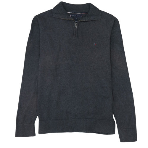Tommy Hilfiger Men's Grey Cotton 1/4 Zip Jumper M