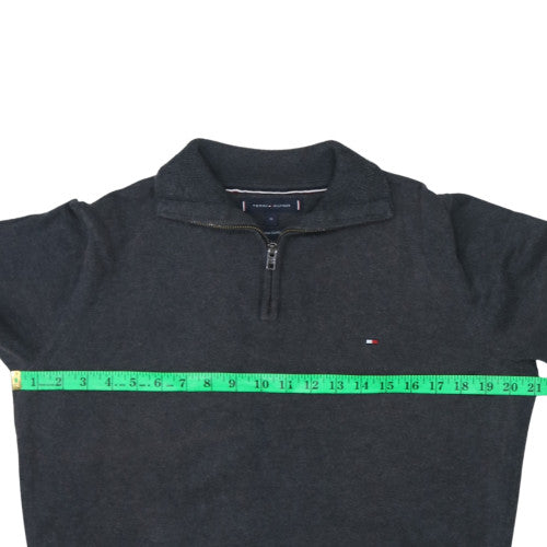 Tommy Hilfiger Men's Grey Cotton 1/4 Zip Jumper M